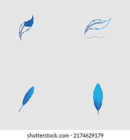 Logo-Set mit Feder, Vektorgrafik-Design auf grauem Hintergrund