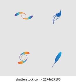 logo set of feather vector illustration design on gray background
