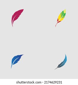 logo set of feather vector illustration design on gray background