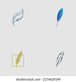 logo set of feather vector illustration design on gray background