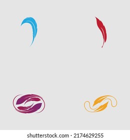 logo set of feather vector illustration design on gray background