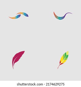 logo set of feather vector illustration design on gray background