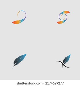 logo set of feather vector illustration design on gray background