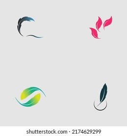 logo set of feather vector illustration design on gray background