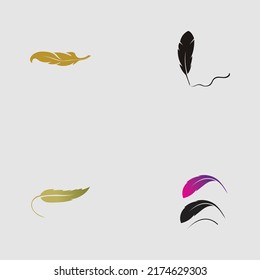 logo set of feather vector illustration design on gray background