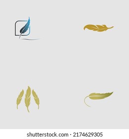 Logo-Set mit Feder, Vektorgrafik-Design auf grauem Hintergrund