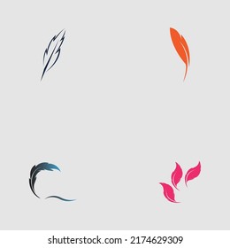 conjunto de logotipos para el diseño de la ilustración del vector de plumas sobre fondo gris