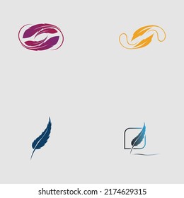 logo set of feather vector illustration design on gray background