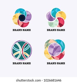 logo set flower abstract polygon modern