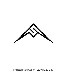 Logo set of great black and white inscription Adventure. Vintage logotype with mountains, bonfire and letter S.