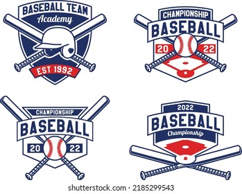 Logo Set of Hand Drawn Baseball Emblems of teams and competitions Badge