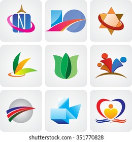 Logo set, set of icons color, vector