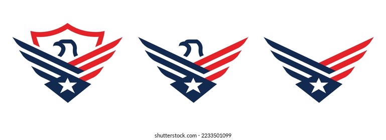 Logo set of isolated eagle crest shield emblems