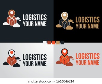 Logo set logistic and delivery icon symbol fast moving box concept on cloud design.Shipping and express service template.