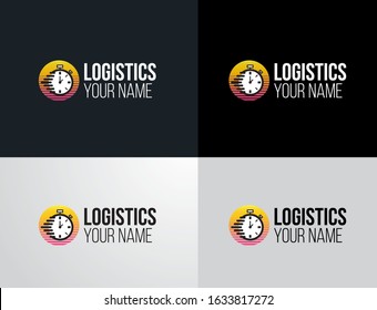 Logo set logistic and delivery icon symbol fast moving stopwatch concept design.Shipping and express service template.
