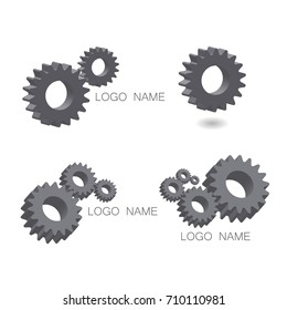 Logo set mechanical cogwheel in 3D, vector
