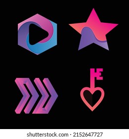 Logo-Set für eine moderne und kreative Markenlogo-Sammlung für Unternehmen, einfache Logos, minimalistisches, abstraktes Vektordesign, Symbole und Markenidentität ok