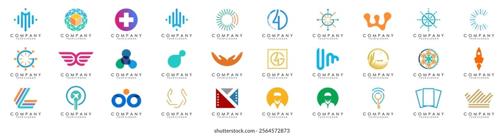 Logo set modern and creative branding idea collection for business company. simple logos, minimalist, abstract vector design.