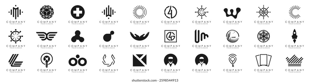 Logo set modern and creative branding idea collection for business company. simple logos, minimalist, abstract vector design.