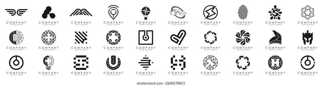 Logo set modern and creative branding idea collection for business company. simple logos, minimalist, abstract vector design.