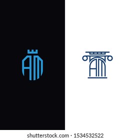 AM Logo Set modern graphic design, inspirational logo design for all companies. -Vectors