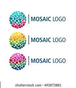 Logo set  Mosaic in the circle. sea stones. bright vector