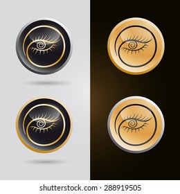 logo set, tag for makeup services with organic eyelash, eye design