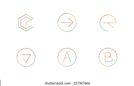Logo set thin line clean style - business icons, branding emblems