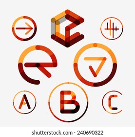 Logo set thin line clean style - business icons, branding emblems