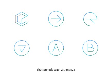 Logo set thin line clean style - business icons, branding emblems