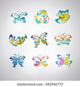 Logo Set. Vector. Abstract butterfly logo template. Abstract flower. Business abstract icon. As sign, symbol, web, label. logo. Vector illustration.