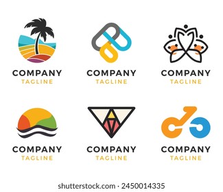 Conjunto de logotipo Arte vectorial, Colección de logotipo Abstractas, Abstractas conjunto de logotipo colorido, paquetes de logotipo