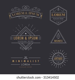 Logo set vintage vector flourishes calligraphy elegant hipster