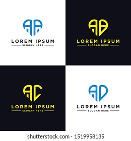 Logo Sets the modern graphic design of AA, AB, AC, AD, Inspirational logo design for all companies. -Vectors