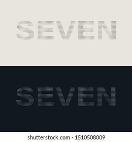 Logo seven with 7 letter as pattern fill the text. Vector template for business branding
