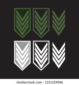 The logo of several arrows stylized as an army uniform, a badge of distinction.	
