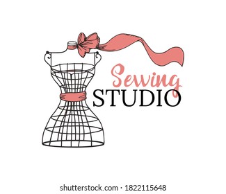 Logo for a sewing Studio. clothing stores.Vector illustration.