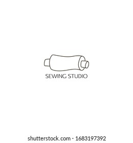 Logo. Sewing thread spool. Template for sewing Studio, workshop, Atelier. Simple vector graphics