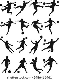 logo shadow men football silhouettes set 