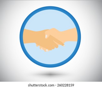 Logo shake hand in gray background. 