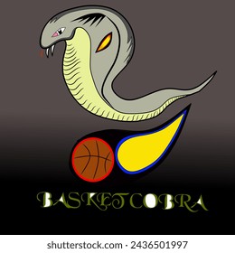 logo in the shape of a cobra with basketball various shapes of circle and oval elements for sports company purposes