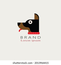 Logo en forma de cabeza de perro. Diseño del logo de la marca de mascotas. O marca comercial de animales