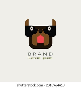 Logo in the shape of a dog's head. Pet shop brand logo design. Or animal business brand brand