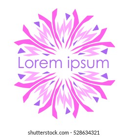 logo in the shape of a flower with the text in the center on a white background