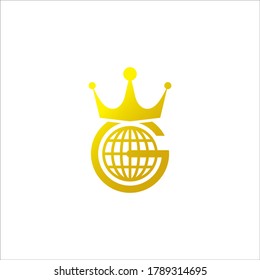 Logo of the shape of the globe, the letter G and the Crown. Suitable for multinational companies, finance, investment, banks, etc.