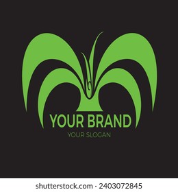 The logo is in the shape of grass or can be seen as an oil palm tree