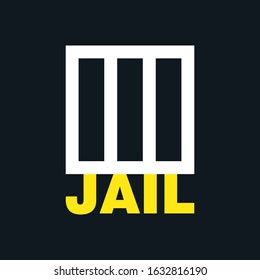 logo in the shape of a jail cell, with the word jail below, for a company logo or symbol