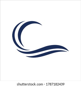 Logo Shape Letter C Mixed with Wave