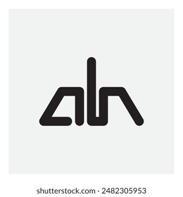 Logo is in the shape of a pyramid. A and H logotype. AH - initials, monogram. Design element or icon. Lowercase letters.
