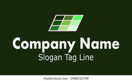 The logo is in the shape of a rhombus
 which contains many rhombuses with a green base color on a green background, black abstract art, design template icon, sign of success, symbol of moving forward 